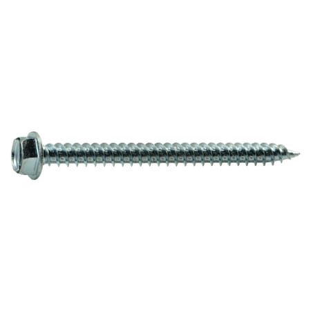 Buildright Sheet Metal Screw, #8 x 2 in, Zinc Plated Steel Flange Hex Head 126 PK 51741